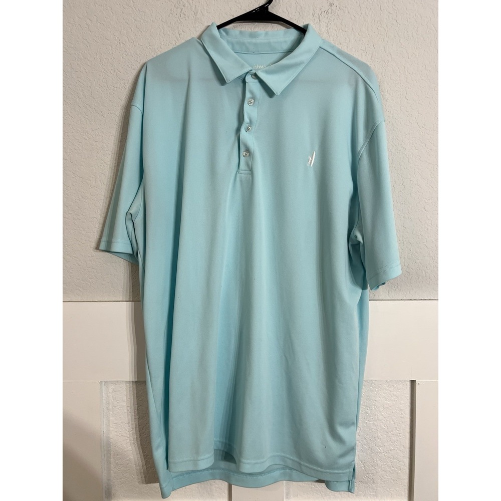 Johnnie-O Polo Shirt Prep Performance Mens XXL 2XL Blue Short Sleeve Surfer Logo